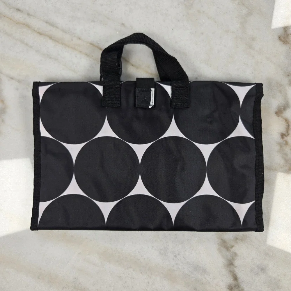 Thirty-One Hanging Toiletry Bag Black White Polka Dot Travel Organizer Preppy